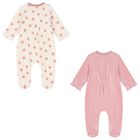 Baby Girls Ivory & Pink Babygrows ( 2-Pack ), 1, hi-res