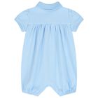 Baby Girls Blue Logo Romper, 1, hi-res