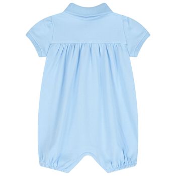 Baby Girls Blue Logo Romper