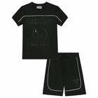 Boys Black Logo T-Shirt & Shorts Set, 1, hi-res