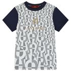 Boys Navy Blue & White Logo T-Shirt, 1, hi-res