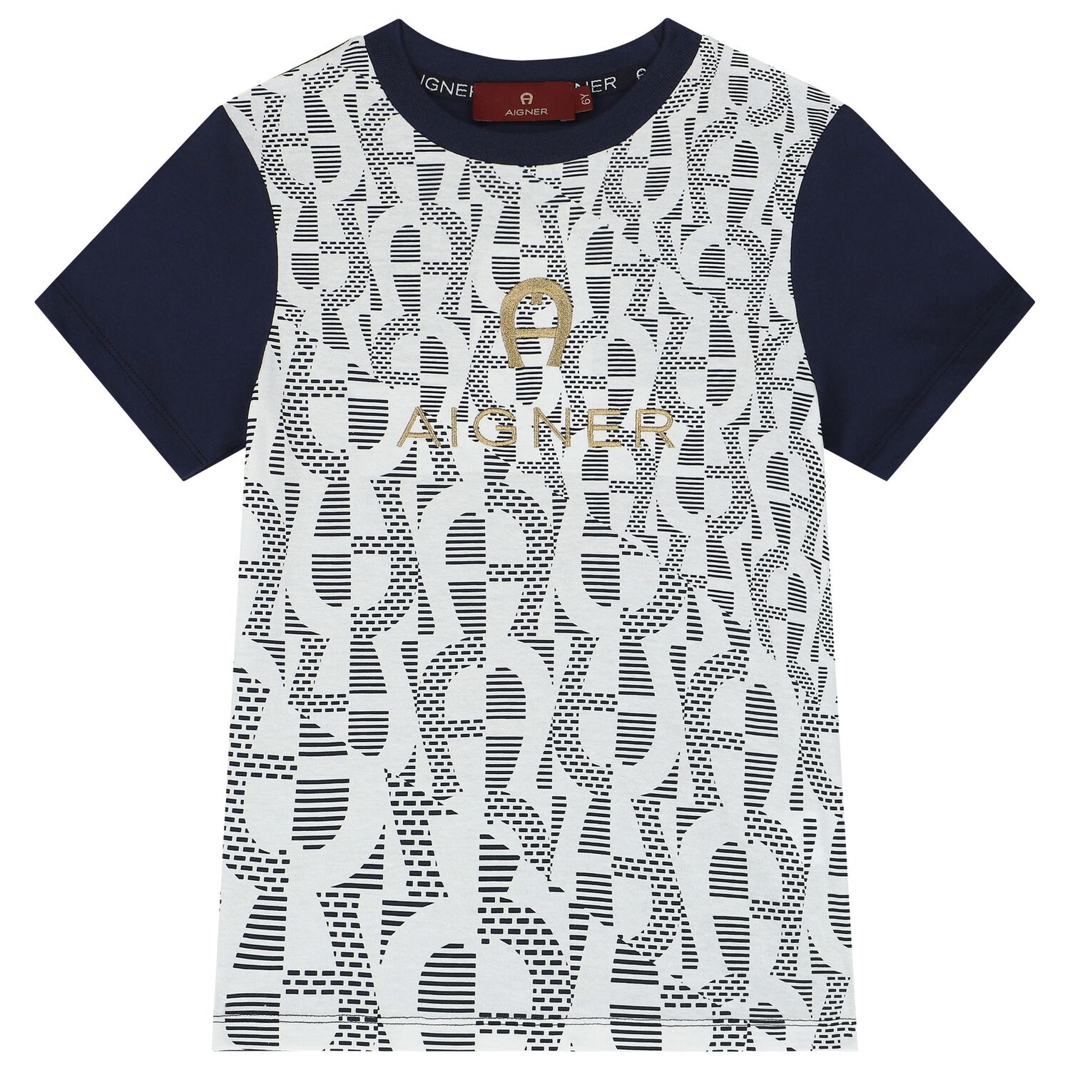 Boys Navy Blue & White Logo T-Shirt, 1, hi-res
