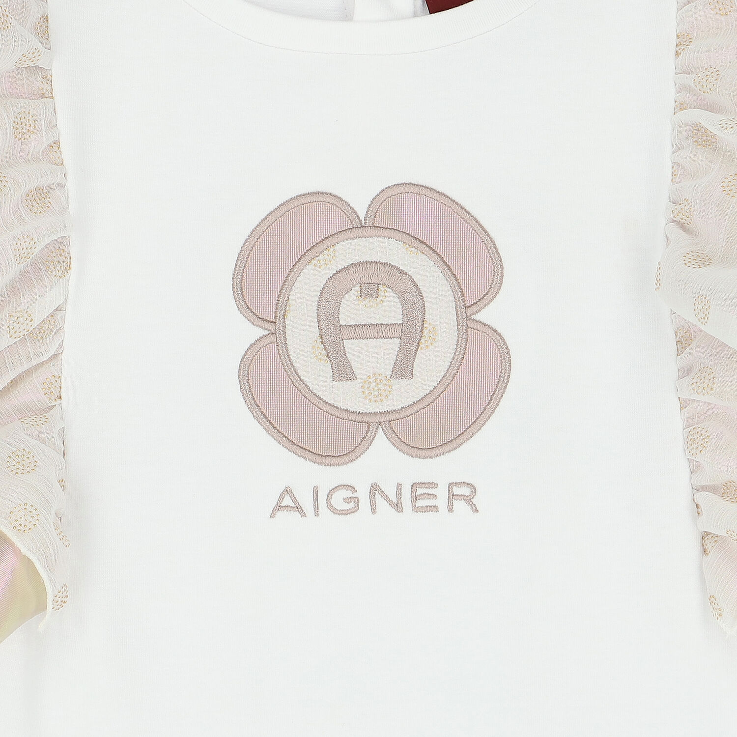 فستان بالشعار باللون الأبيض والذهبي , 1, hi-res