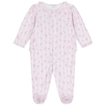 Baby Girls Pink Ribbon Stripe Bouquets Babygrow