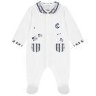 Baby Boys White Velour Sheep Babygrow, 1, hi-res