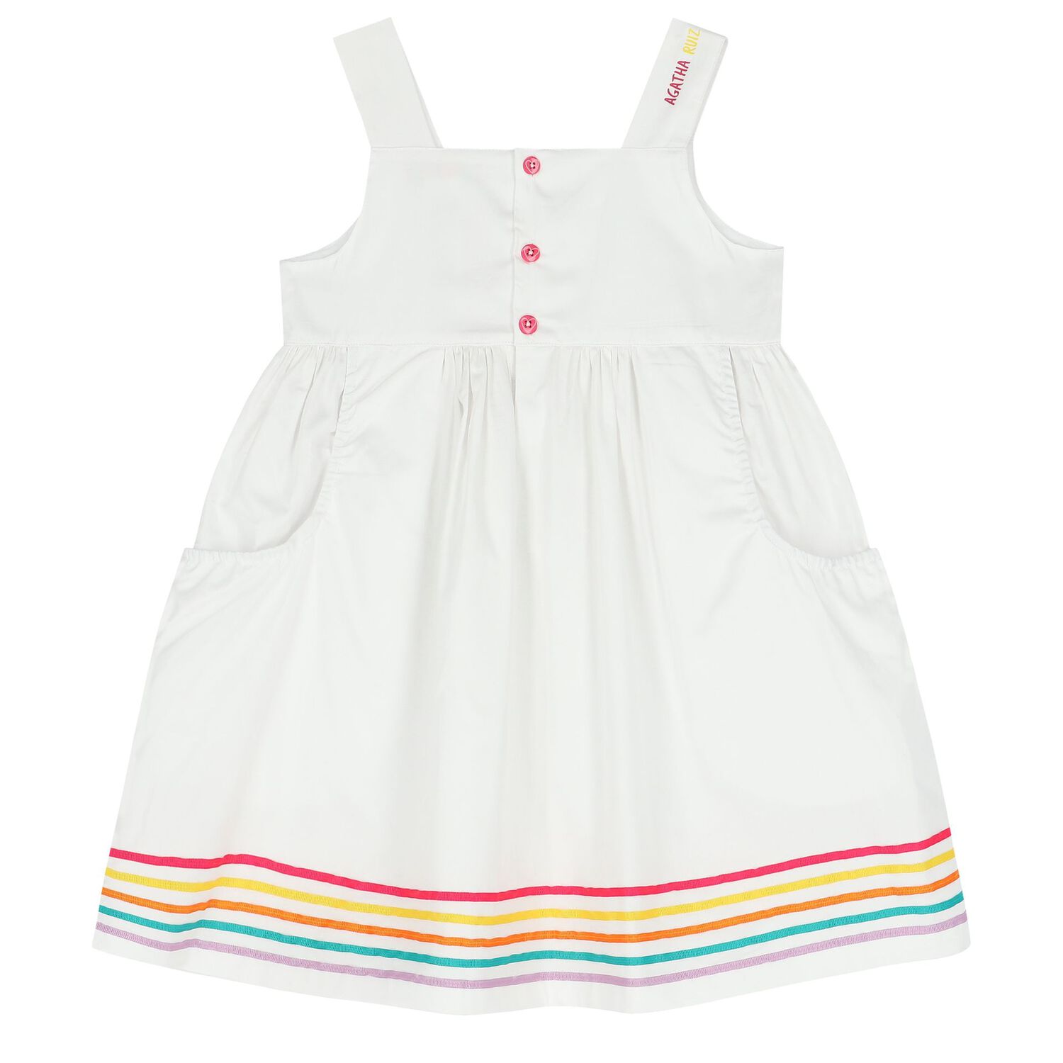 Girls White Heart Dress, 1, hi-res