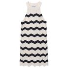Girls Ivory & Black Zigzag Knitted Dress, 2, hi-res
