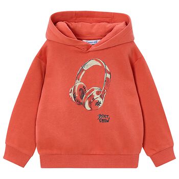 Boys Orange Headphone Hooded Top