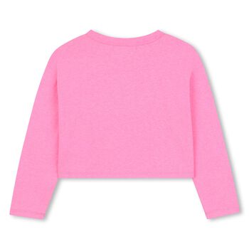 Girls Pink Cat Long Sleeve Top