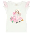 Girls White & Pink Striped Skirt Set, 1, hi-res