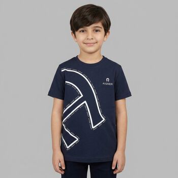 Boys Navy Blue Logo T-Shirt