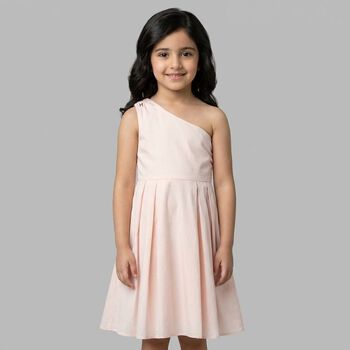 Girls Pink One Shoulder Dress