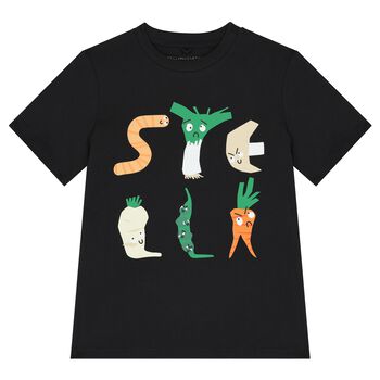 Boys Black Vegetable Logo T-Shirt