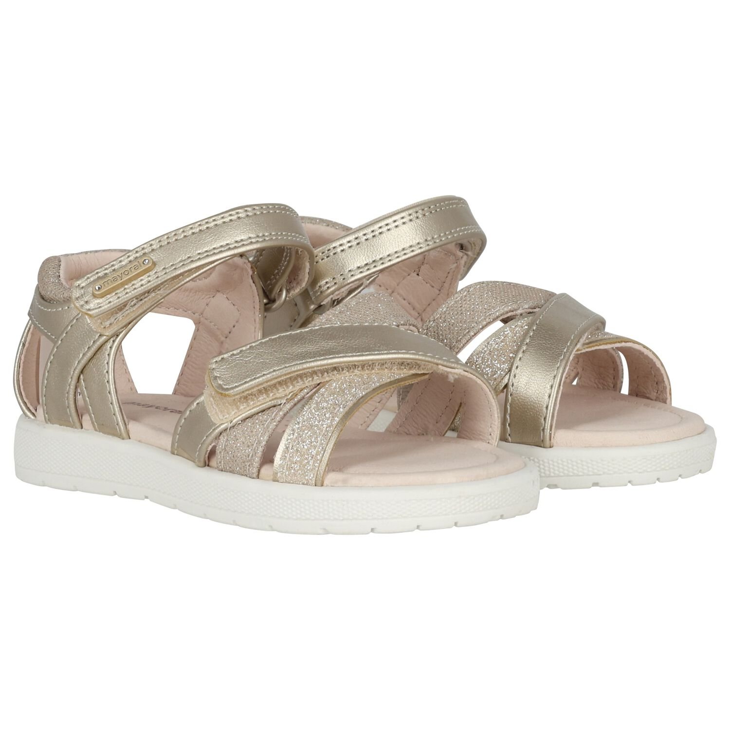 Younger Girls Gold Sandals, 1, hi-res