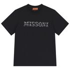 تيشيرت بنات بالشعار باللون الاسود, 2, hi-res