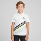 Boys White Logo Polo Shirt, 1, hi-res