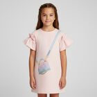 Girls Pink Bag Ruffle Dress, 4, hi-res