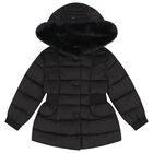 Girls Black Puffer Jacket, 1, hi-res