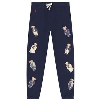 Girls Navy Blue Polo Bear Joggers