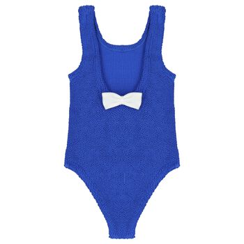 Girls Blue Bow Crinkle Swimsuit