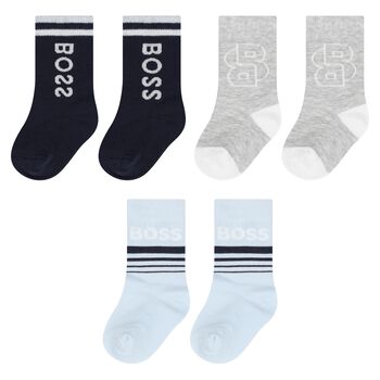 Younger Boys Blue, Navy & Grey Socks ( 3-Pack )