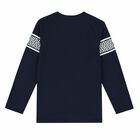 Boys Navy Logo Long Sleeve Top, 2, hi-res