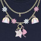 Girls Navy Blue Necklace Logo T-Shirt, 1, hi-res