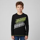 Boys Black Logo Long Sleeve Top, 1, hi-res