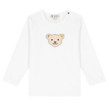 Baby Boys White Teddy Long Sleeve Top