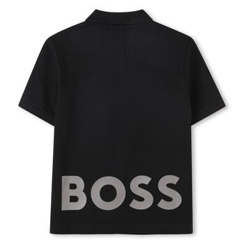 Boys Black Logo Polo Shirt