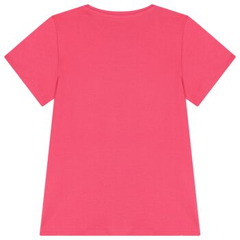Girls Pink Embellished Logo T-Shirt