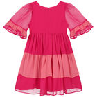 Girls Tiered Pink Chiffon Dress, 1, hi-res