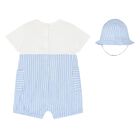 Baby Boys Blue & Ivory Striped Baby Romper Set, 2, hi-res
