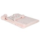 Baby Girls Pink & White Fur Faux Floral Blanket, 1, hi-res