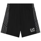 Boys Black Logo Shorts, 1, hi-res