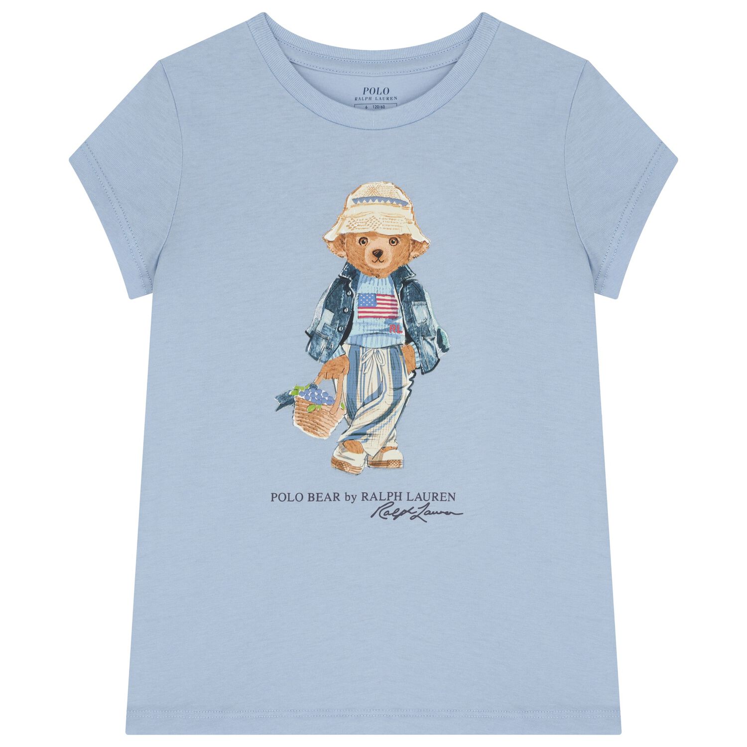 Girls Blue Polo Bear T-Shirt, 1, hi-res