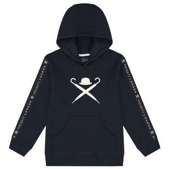 Boys Navy Blue Logo Hooded Top
