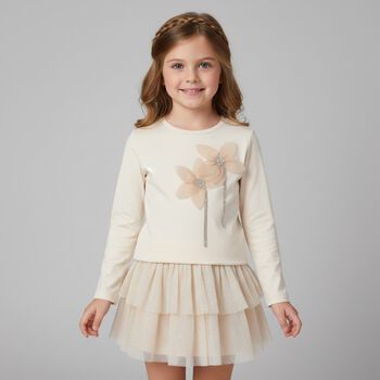 Girls Beige Tulle Skirt