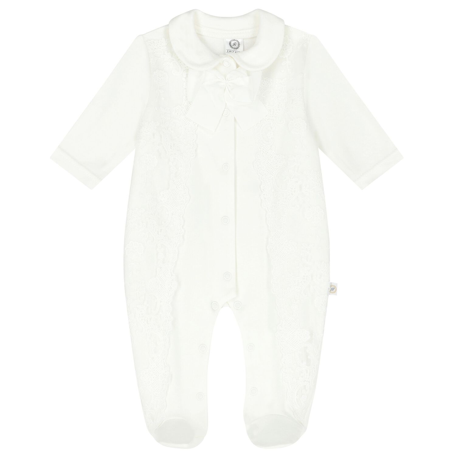 Baby Girls Ivory Bow Babygrow, 1, hi-res image number null