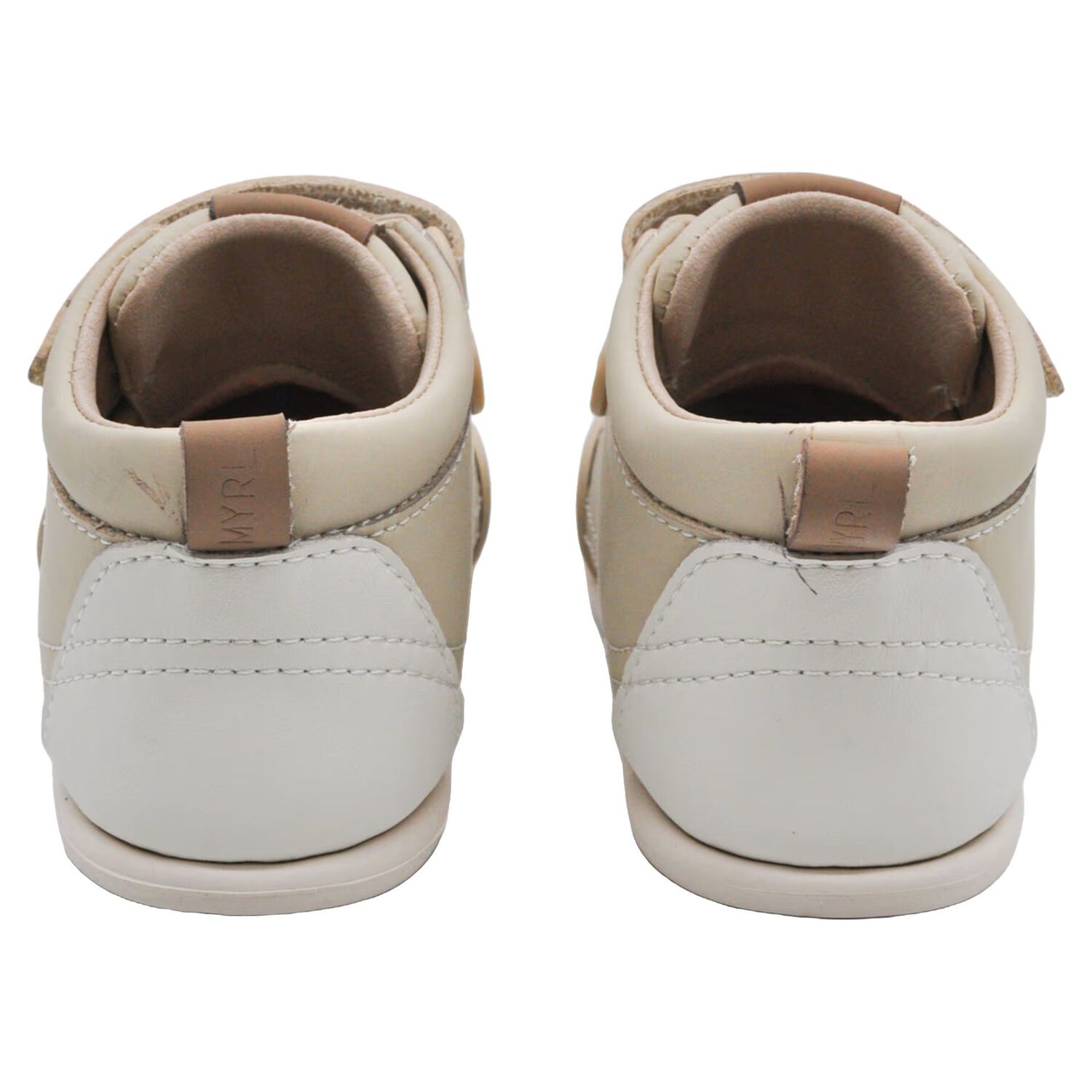 Younger Boys Beige Logo Trainers, 1, hi-res