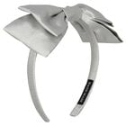 Girls Metallic Silver Bow Headband, 1, hi-res