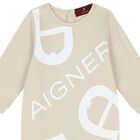 Beige Logo Babygrow, 1, hi-res