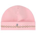 طقم بنات بالشعار باللون الوردي, 1, hi-res