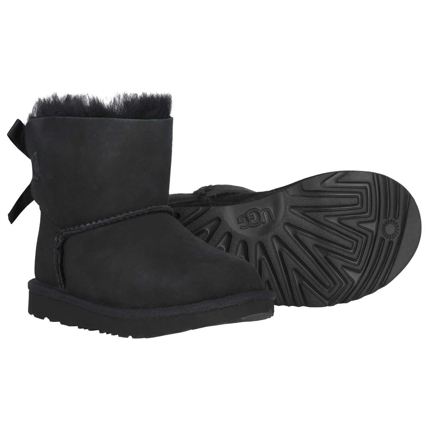Girls Black Mini Bailey Bow II Suede Boots, 1, hi-res image number null