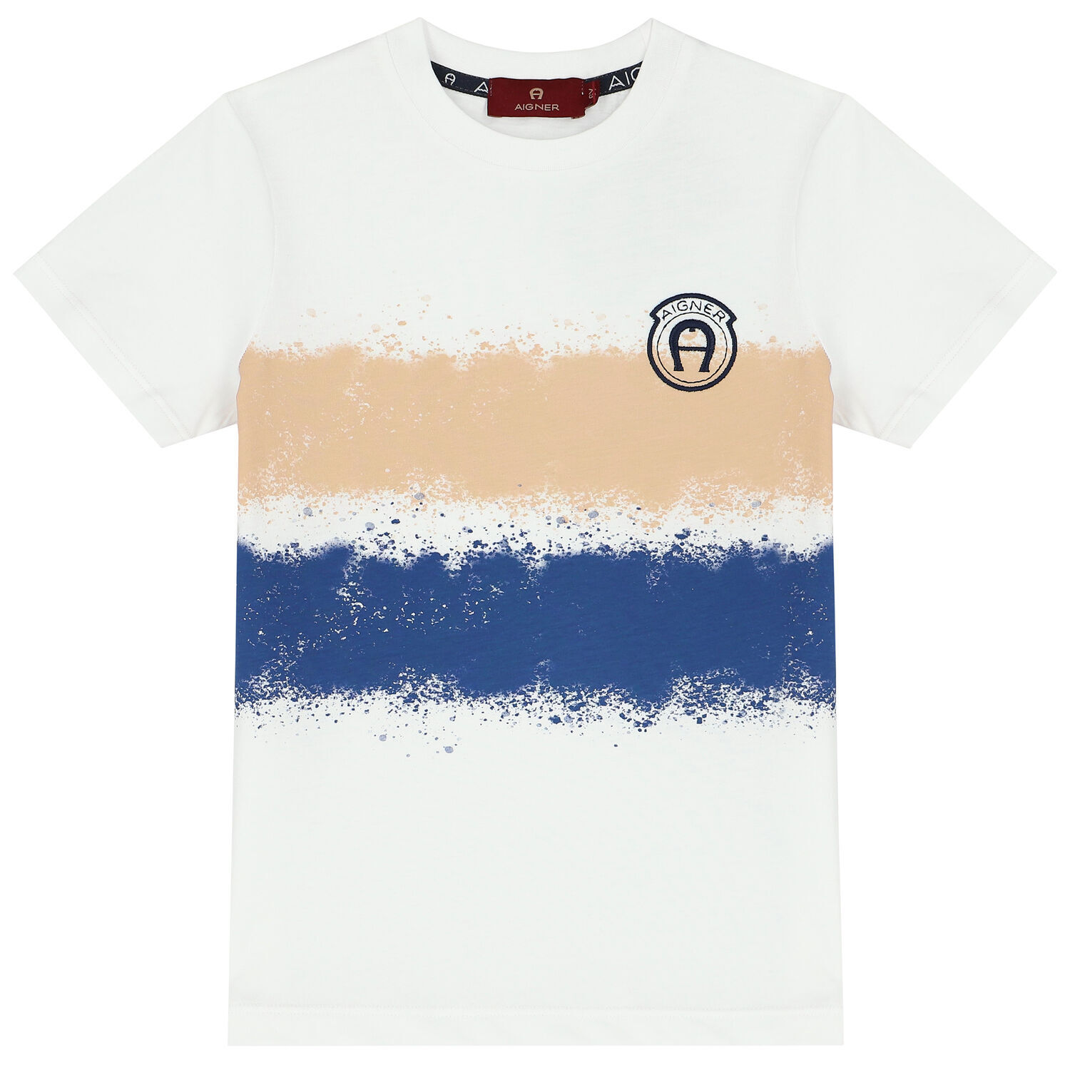Boys White Striped Logo T-Shirt, 1, hi-res