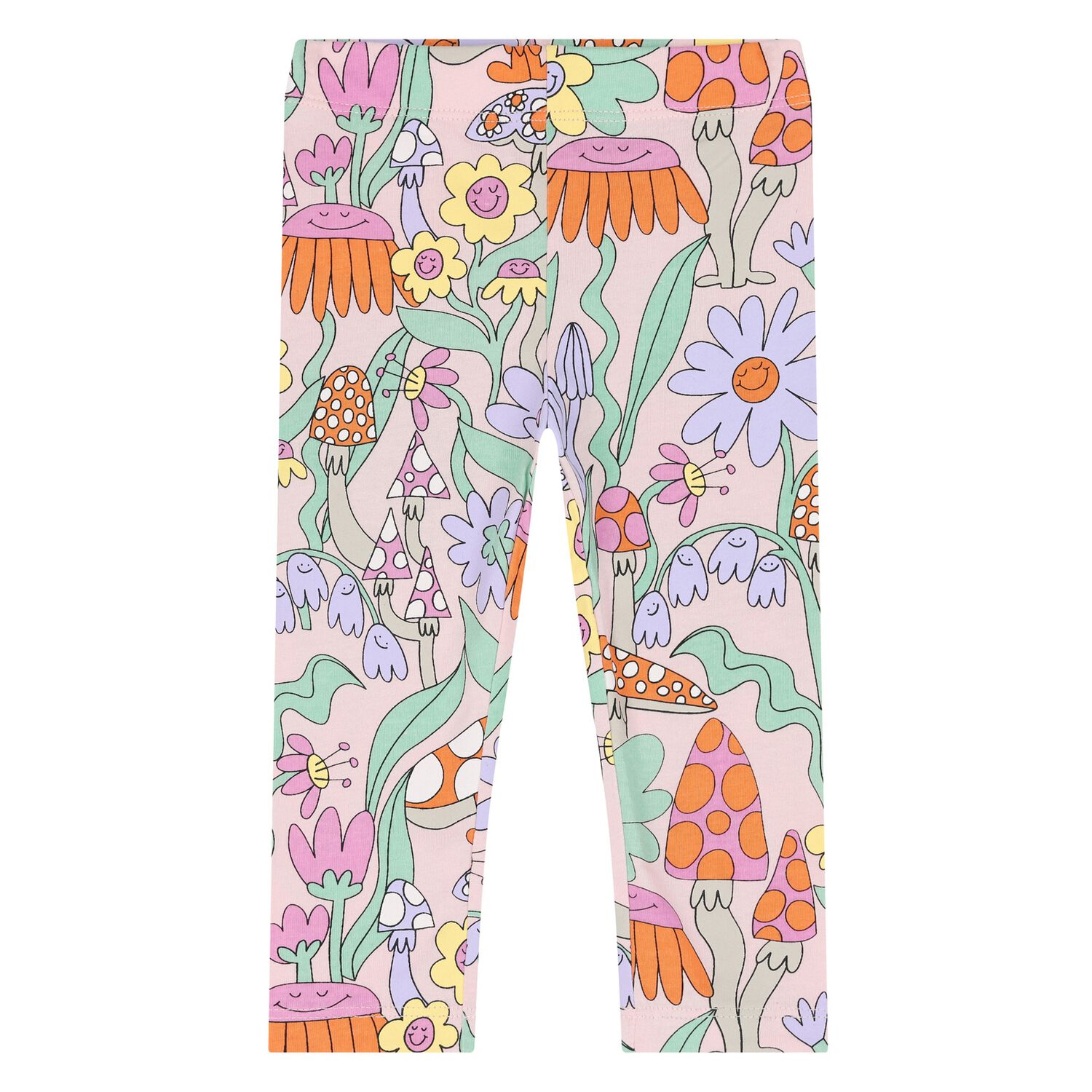 Younger Girls Pink Flower Leggings, 1, hi-res