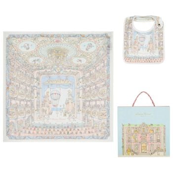Ivory & Blue Ballet de Paris Baby Carr&eacute; Swaddle & Bib Gift Set