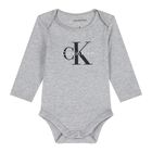 Baby Boys Grey Logo Babygrow Gift Set, 1, hi-res