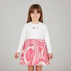 Younger Girls Pink & White Logo Iride Dress, 2, hi-res