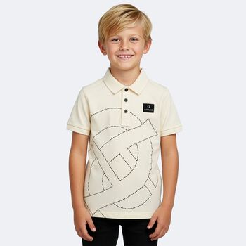 Boys Beige Logo Polo Shirt